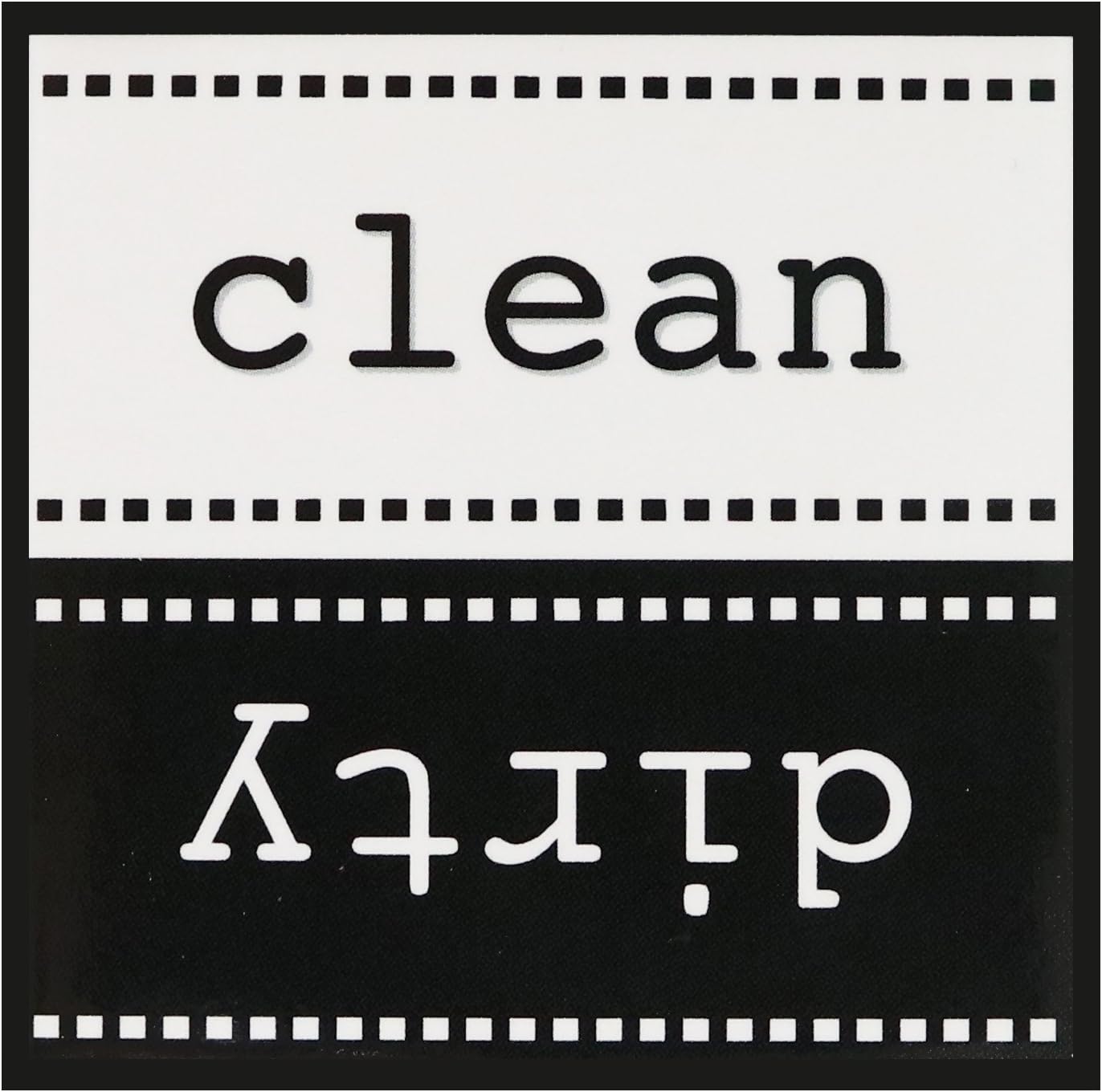 Clean Dirty Dishwasher Magnet or Laundry Sign - Black & White Square (Magnetic)