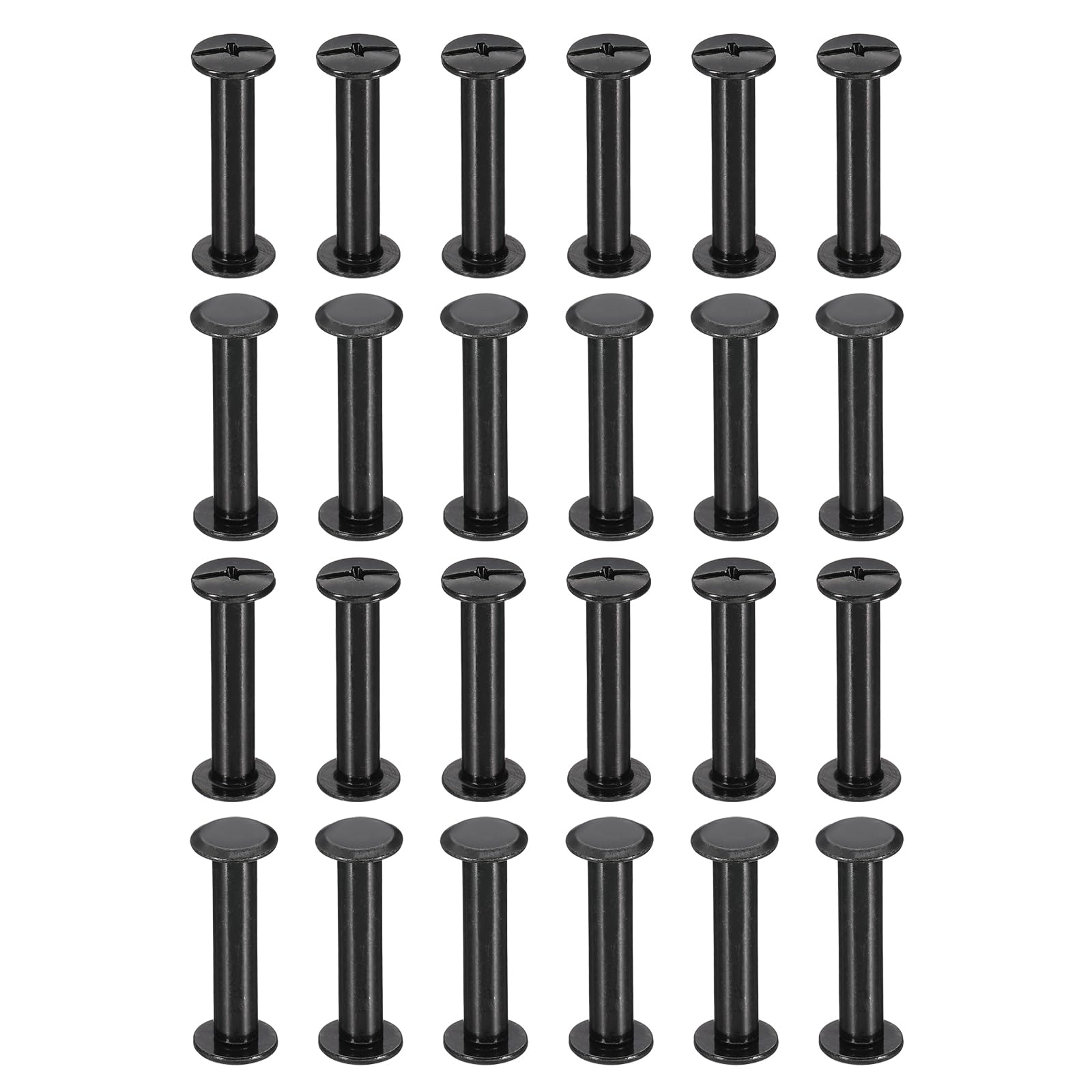 PATIKIL 24 Sets Chicago Screws, 25mm l Chicago Screws Phillips Binding Post Screw Bolts Leather Rivets Fasteners Connectors for Leather Belt Scrapbook Photo Albums, Black