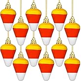 Zeyune 12 Pcs Halloween Candy Corn Ornaments Fall Candy Corn Decor | 3D Hanging Harvest Decoration with Ropes, Autumn Thanksgiving Party Supplies, Holiday Party Pendant Set