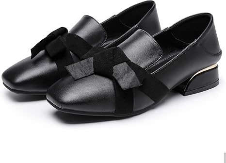 Amazon Co Jp レディースレディースローファー オールマッチスモールレザーシューズ 平底浅い口怠惰なシングルフットの女性のシングルシューズ 黒 34 ホーム キッチン