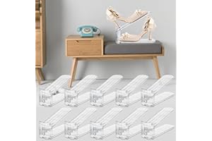 TOOKNIN Adjustable Shoe Slots Organizer,10PACK Transparent Shoe Stackers Shoe Rack Holder Shoe Space Savers Double Layer Stack Shoe Racks for Closet Organization(Transparent)