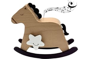 You are My Sunshine Wooden Rocking Horse Wind Up Music Box, YunSheng Mechanism Movement Musical Gift for Women Girls Boys Chi