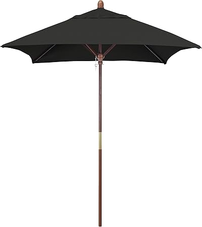 Amazon Com California Umbrella 6 Sq Wooden Market Umbrella Push Open Pin Stop Sunbrella Black Patio Umbrellas Garden Outdoor