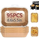 EKACO 95PCS Air Fryer Liners for Ninja, 8.6 x 5.5 inch Disposable Air Fryer Paper Dual Basket, Non-Stick Unbleached Parchment Paper Baking Accessories Liners for Natural Ninja DZ201 DZ401
