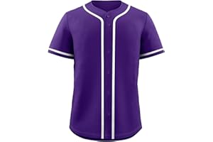 KXK Blank Baseball Jersey for Men Casual Button Down Shirts Short Sleeve Active Team Sports Uniform