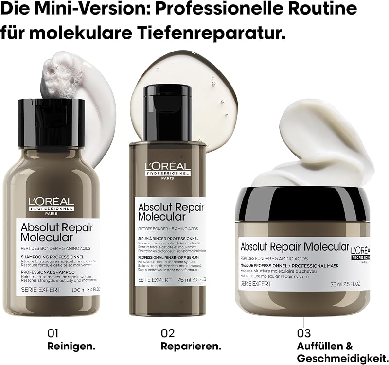 LOréal Professionnel Absolut Repair Molecular Professionelle konzentrierte Maske zur Reparatur von Haarschäden, für alle Arten von geschädigtem Haar, 75 ml