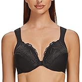 MELENECA Front Closure Bras for Women Plus Size Underwire Unlined Lace Cup Cushion Strap