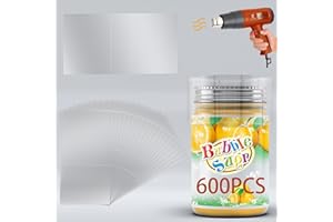 CANWUPON 600Pcs Shrink Wrap for Bottles Bands Jars - Clear Heat Shrink Bottle Seals, Easy to use, for Essential Oil Bottle, Dropper Bottle and Test Tube Bottle Cap (4.5 x 1.2 Inch / 115x30mm)