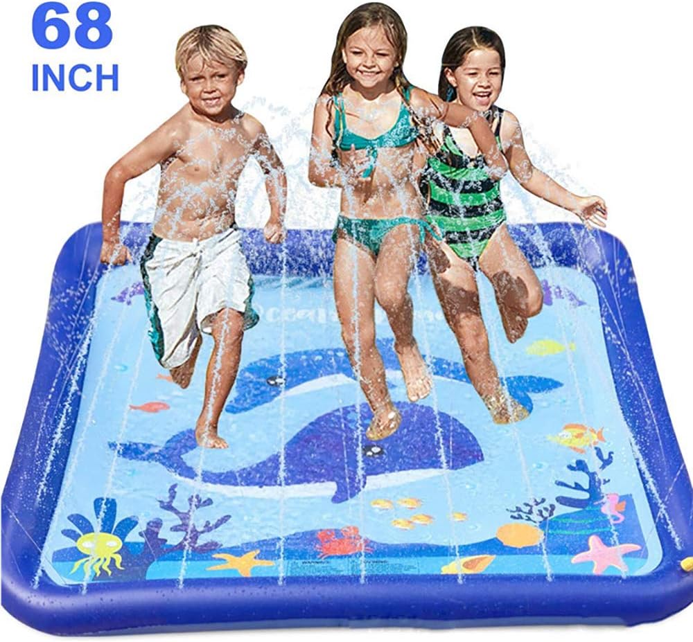 JOYFEEL Sprinkler for Kids, Splash Pad, and Wading Pool for Learning – Children's Sprinkler Pool, 68in Inflatable Water Toys Outdoor Swimming Pool for Babies and Toddlers