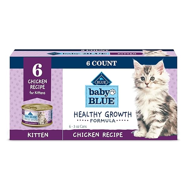 BLUE BUFFALO BABY BLUE NATURAL KITTEN WET CAT FOOD, HEALTHY GROWTH FORMULA WITH DHA, CHICKEN RECIPE MULTI-PACK, 3-OZ. CANS (6 COUNT)