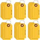 Affrolling 500 Pcs Key Tags with Rings 1.38 x 2.76 in Key Labels, Yellow | Metal Ring Attached, Office Storage, Property Management, Writable Cardstock Surface