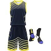 LUCKYLUAN Boys Girls Basketball Jersey Shirt and Shorts with Matching Basketball Socks