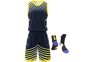 LUCKYLUAN Boys Girls Basketball Jersey Shirt and Shorts with Matching Basketball Socks