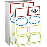 Colorful Name Tag Labels Name Stickers, 240 Plain Name Tag Label Gift Name Tags for Presents, 3 x 2 inch Name Stickers for Office, School and Home, 4 Colors (Hello My Name is) Name Tags