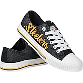FOCO Womens NFL Team Logo Ladies Fashion Color Glitter Low Top Canvas Sneakers Shoes