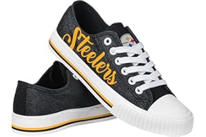 FOCO Womens NFL Team Logo Ladies Fashion Color Glitter Low Top Canvas Sneakers Shoes
