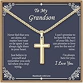 IEFLIFE Cross Necklace Gifts for Men, Silver/Gold/Black Cross Necklace Box Chain Necklace for Men, Fathers Day Valentines Christmas Religious Christian Gifts for Dad Son Husband Step Dad