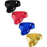 iKingsky Men's High Stretch Cheeky Thongs Sexy Mini Cheek Underwear Silky Low Rise Bulge Underpanties for Men