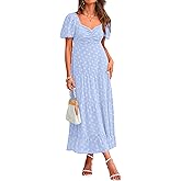 BTFBM Women's Summer Floral Dresses 2024 Casual Short Sleeve Square Neck Ruffle Long Beach Dress Loose Fit Boho Dress