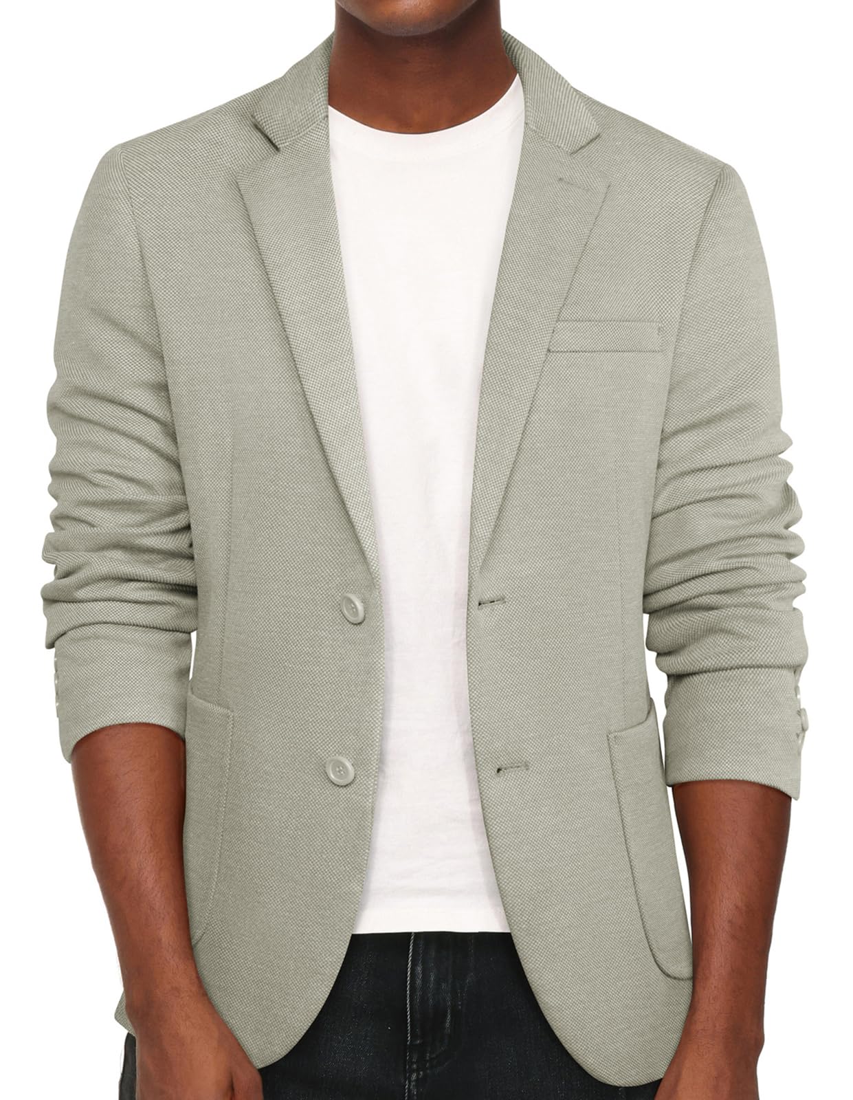 Photo 1 of PJ PAUL JONES Mens Blazer Casual Knit 2 Buttons Sport Coats Slim Fit Blazer Jackets Grey Green L