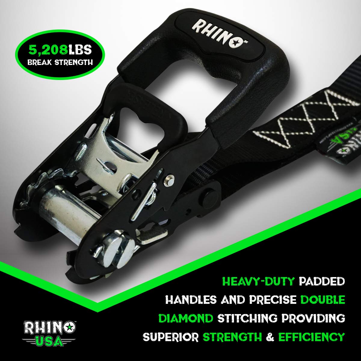 RHINO USA Ratchet Straps Motorcycle Tie Down Kit, 5,208 Break Strength