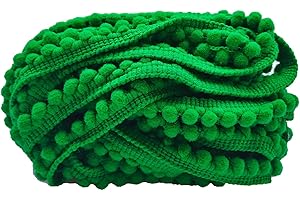 MONIDOOR Mini Pom Pom Trim 8 Yards 5mm Ball Fringe Trim for Sewing Accessory Decoration DIY Crafts (Green 1702)