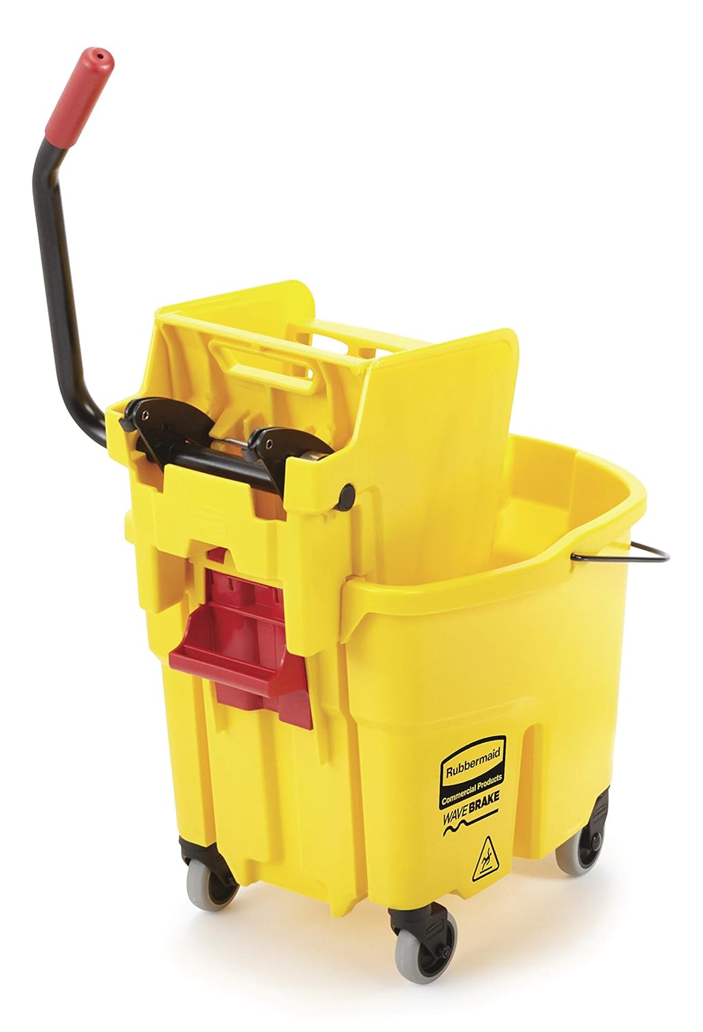 Rubbermaid Commercial Products, WaveBrake - Commercial Industrial Mop Bucket with Side-Press Wringer Combo on Wheels, 35 Quart, Yellow: Industrial & Scientific