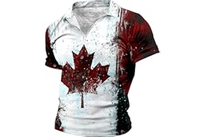 Canada Tshirts for Men Canada Day Golf Polo Shirts for Mens Button Canada Flag Canadian Pride Maple Leaf Shirt