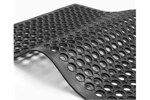 Lovinland Outdoor Mat Rubber Floor Mat Drainage Mat 24 x 35 inch Non- Slip MatCommercial Heavy Duty Mat for Kitchen Garage Resturant Garden Indoor Outdoor Mat Black (1,24 x 35 Inch)