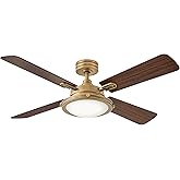 Hinkley Collier 54" Indoor Smart Ceiling Fan with Light and Remote, Integrated LED, Reversible Wooden Fan Blades, Heritage Br
