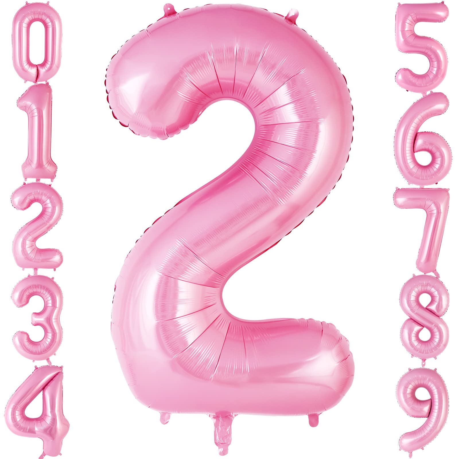 Photo 1 of Pink Number 2 Balloon 40 Inch, Big Large Foil Helium Number Balloons, Jumbo Giant Mylar Number 2 Balloons for 2 Second Birthday Party Decorations Supplies Anniversary Celebration