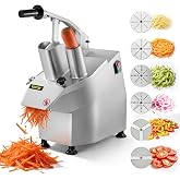 VEVOR Commercial Food Processor 550W Electric Vegetable Slicer 6 Blades | 2 Feeding Holes, 1600 RPM Stainless Steel Vegetable Processor, Interchangeable Blade, 3mm/4mm/7mm Shred and 2mm/4mm Slice