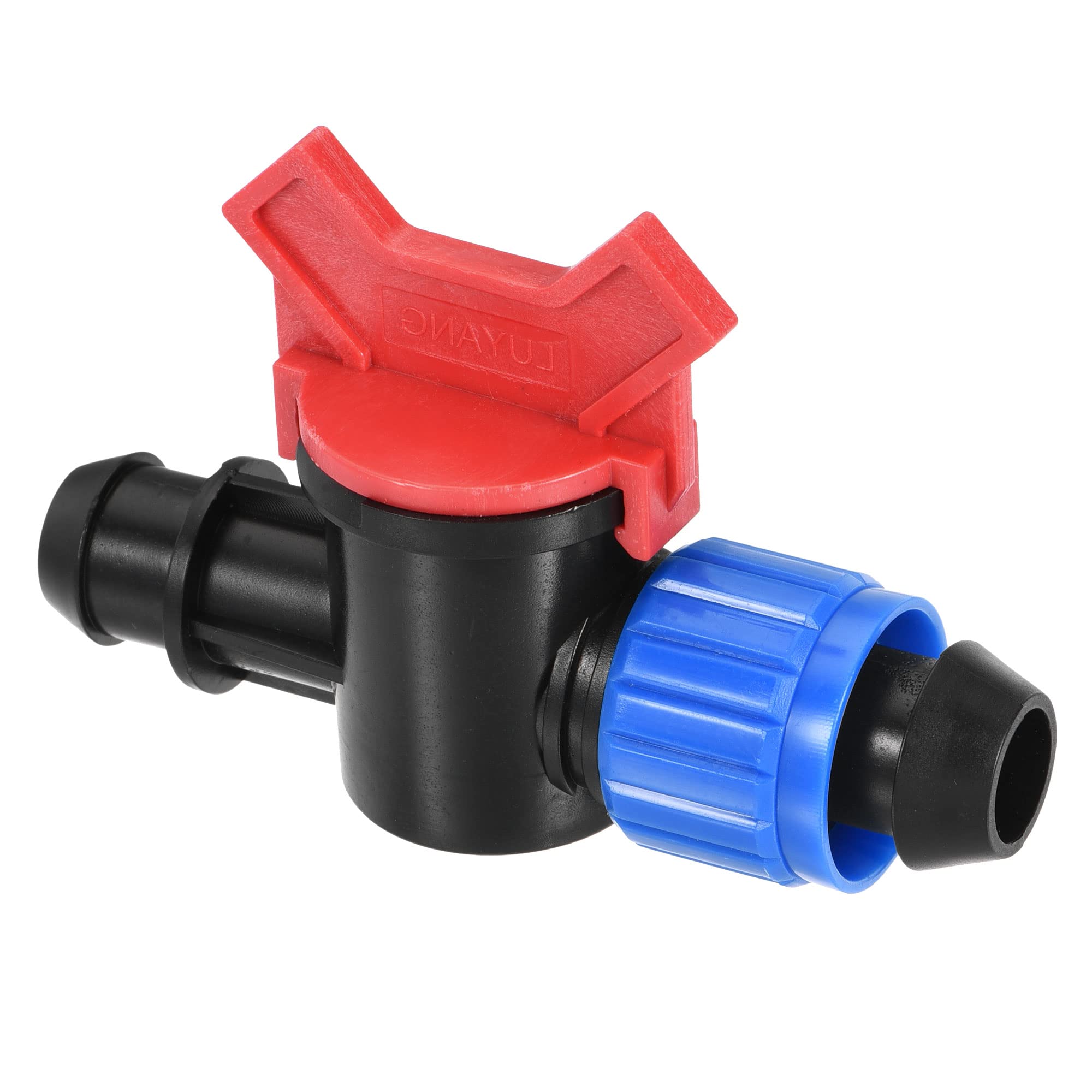 M METERXITY Barbed Ball Valve - Barb Connector Ball Valve Shut Off Switch Apply to Drip Irrigation and Aquariums (21 x 19mm, Black Blue Red)