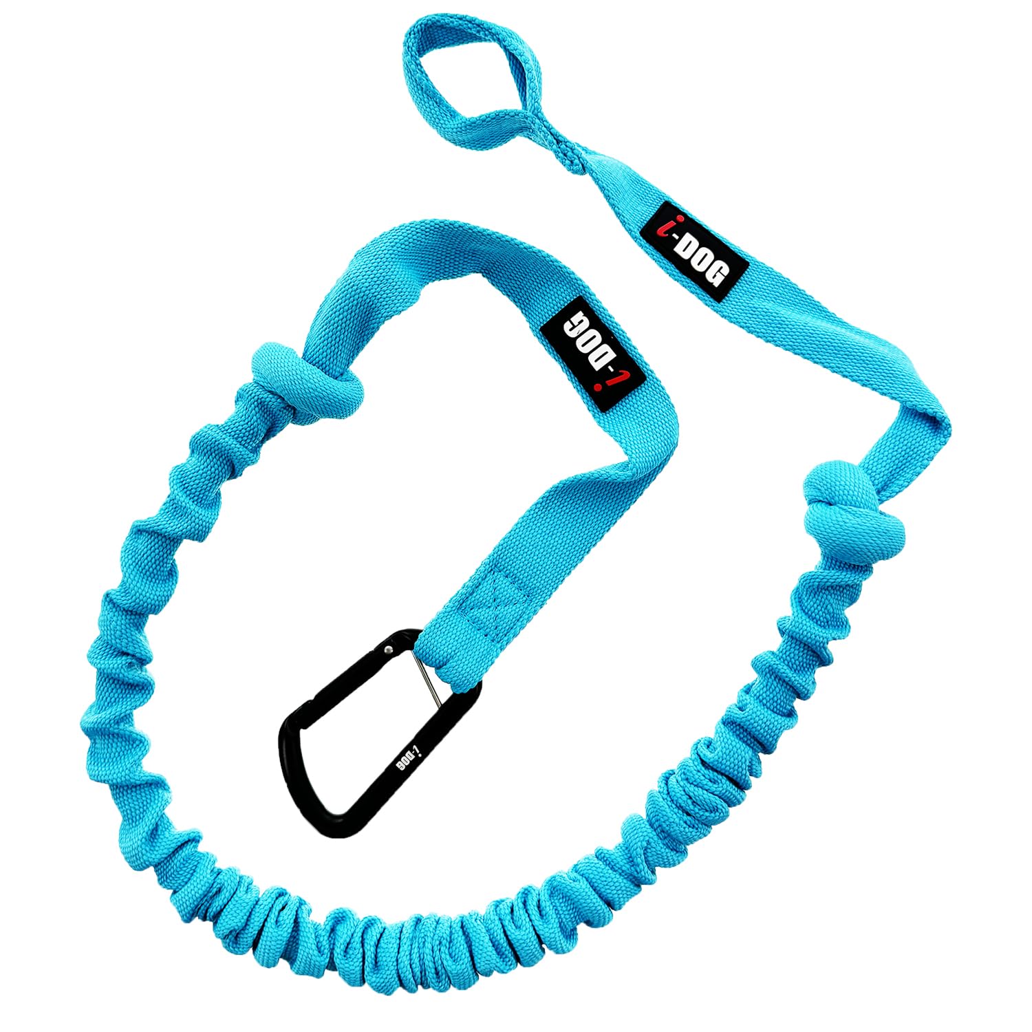 Longe (Laisse) pour Chien de Traction avec Amortisseur One canicross, cani Rando, cani Jogging, cani Trail, cani Marche, Utilisation Intense Sportive ou Loisirs, I-dog Marque Française. (Bleu)