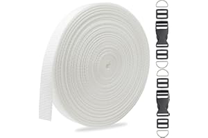 ZHFMLY 5/8 inch White Nylon Webbing Strap for Sewing -10Yards 15mm Buckles Straps-Flat Fabric Pet Webbing Straps DIY Handle Craft Bags Straps Supplies-Hammock-Lawn Chair-Belting-DIY Projects#264