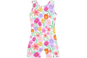 HOZIY Gymnastics Leotards for Girls with Shorts Toddlers Biketards Rainbow Unicorn Dinosaur Mermaid Leopard Flower Galaxy