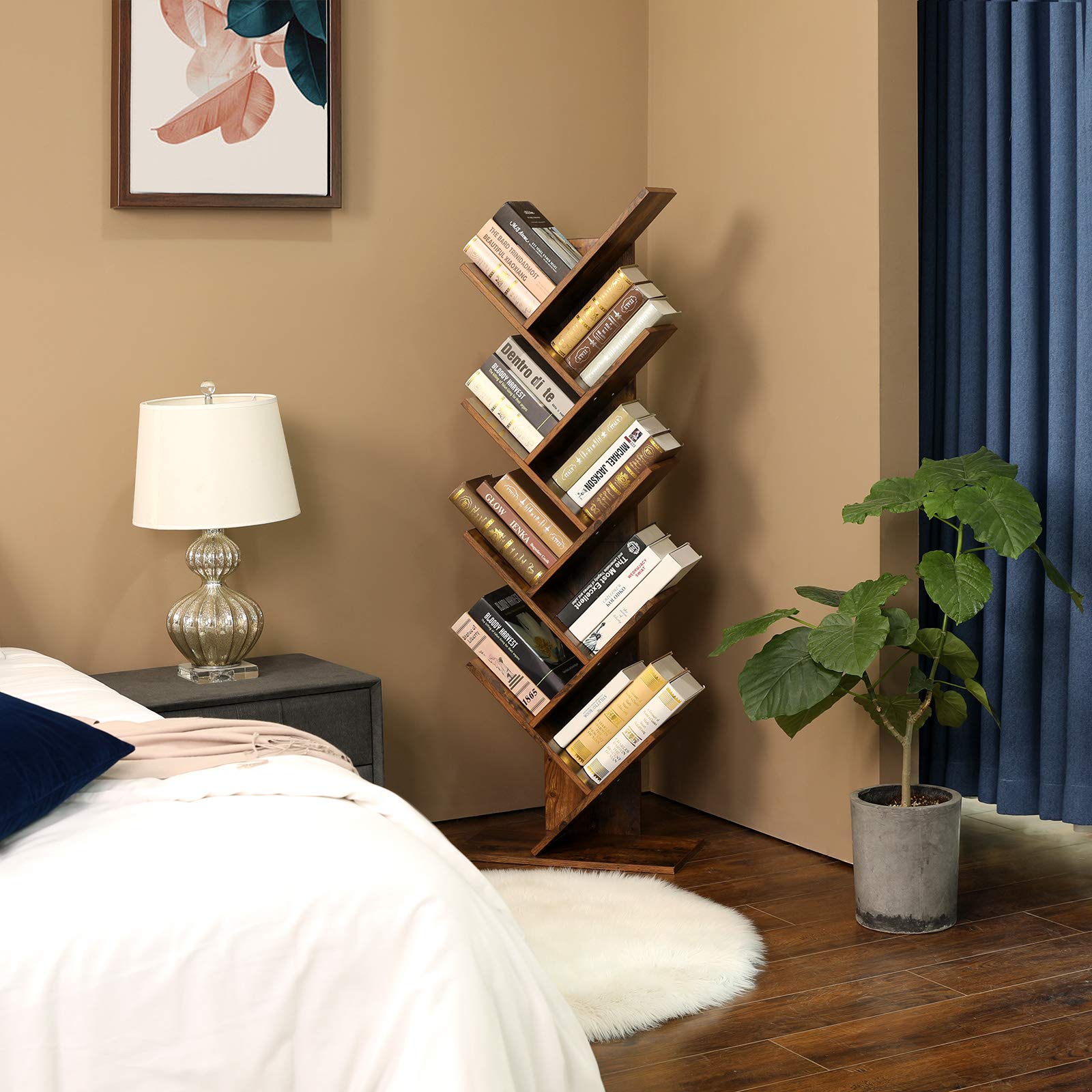 VASAGLE Tree Bookshelf, 8Tier Floor Standing Bookcase, with Wooden