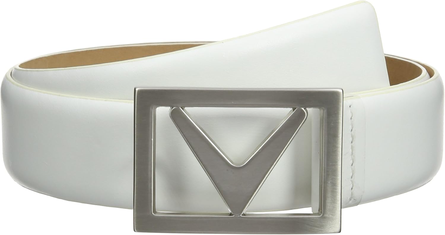 Callaway Chev Logo Mens Golf Leather Belt White 36 Clothing