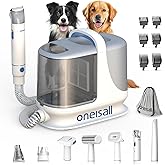 oneisall Dog Grooming Vacuum, 13000Pa Powerful 3L Dust Cup Pet Vacuum with Clipper Nail Grinder & Shedding Brush, 7 in 1 Dog 