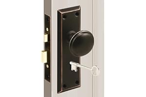 MaxxGeek Mortise Keyed Lock Set with Classic Knobs, Perfect for Replacing Broken Antique Door Knob Sets, Fits 1-3/8 in.-1-3/4 in. Interior Doors, Oil Rubbed Bronze, 1 Pack