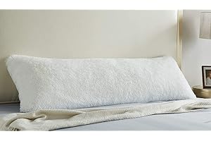 COZIA COIZA Body Pillow Cover, Big Plush Shaggy Luxury Ultra Soft Body Pillowcase with Zipper, Throw Body Pillow Cases (White, 21 * 54")