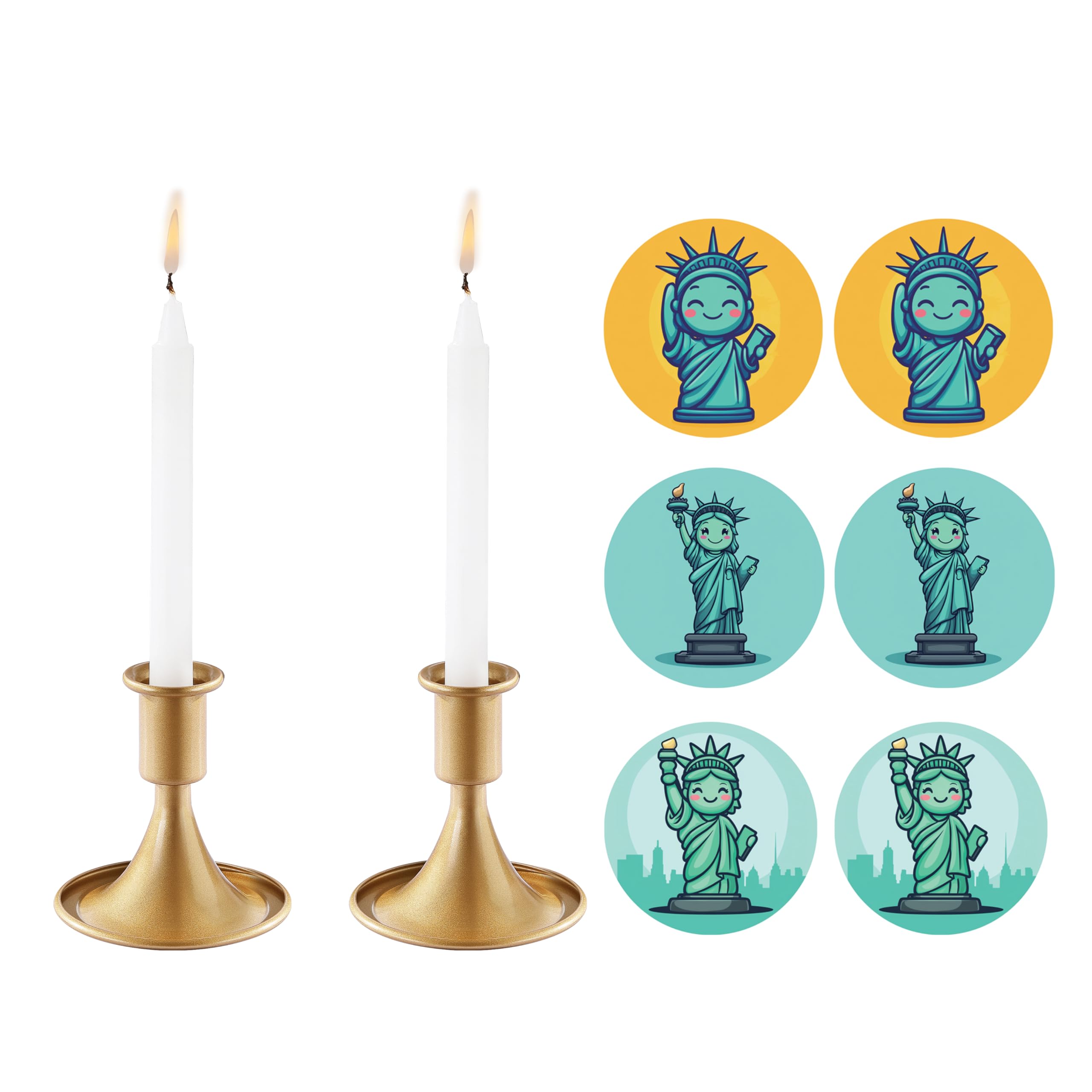 Photo 1 of 2PCS Candle Holder, OLULU Gold Taper Candle Holders Stand, Candlestick Holders for Table Centerpiece, Wedding, Party, Christmas or Home Decor (Eight Cute Lables)