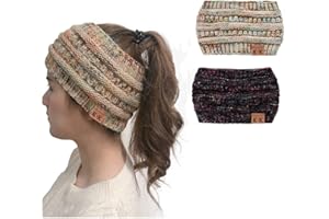 WharFlag Womens Beanie Hats - Winter Knitted Headband Warm Knit Headwear Ear Warmer Ponytail Toque Horsetail Messy Bun Hats