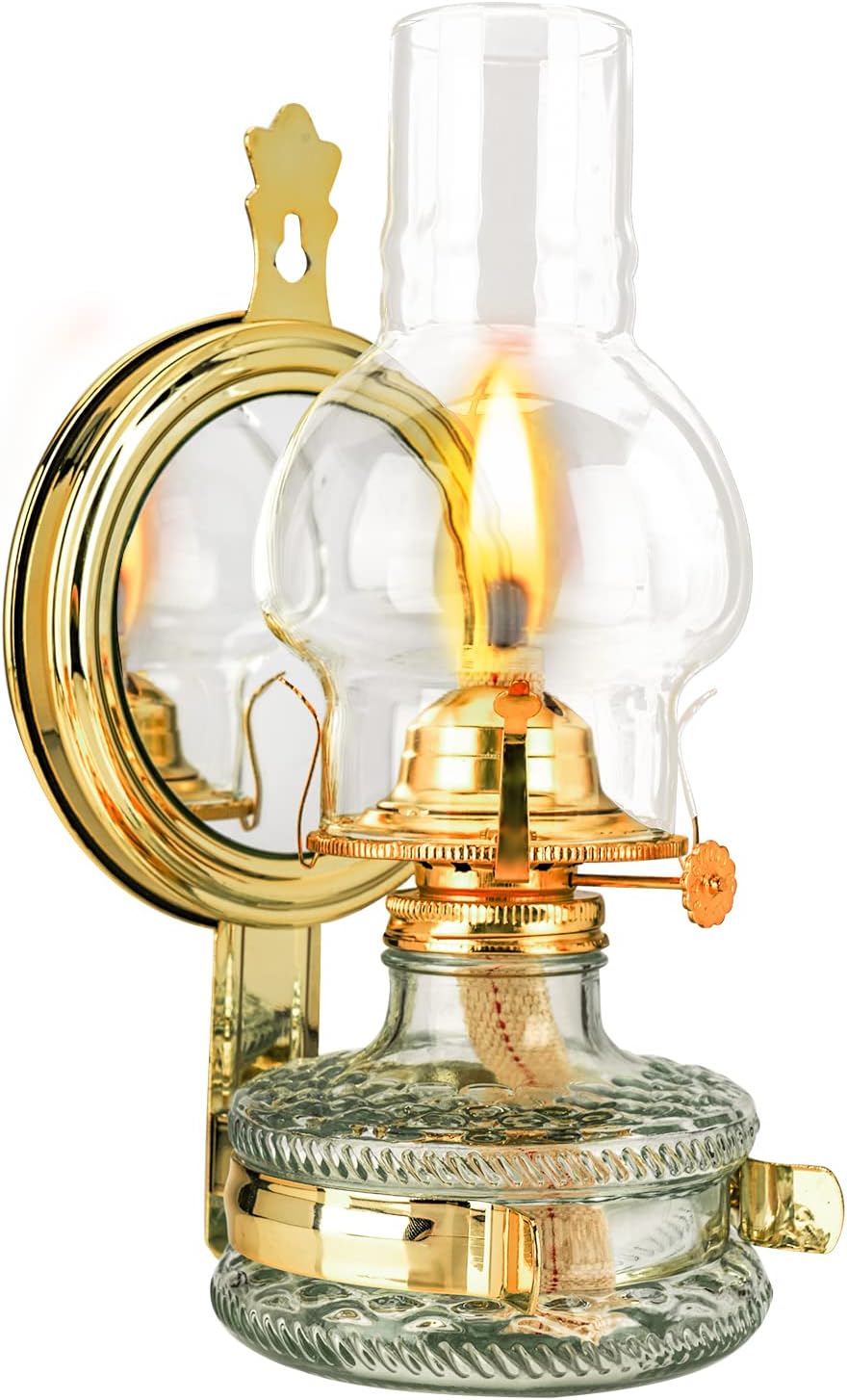 Oil Lamps & Accessories - Rustic Chamber Oil Lamps for Indoor Use, Color You Hurricane Lamp, Wall Mount Hanging Oil Lantern, Vintage Glass Kerosene Lamp, Hurricane Lantern for Emergency Lighting, Home Decor, Tabletop Decor