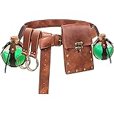 Renaissance Belt Pouch Coin Purse Potion Bottle Skirt Hike Set Medieval Festival Costume Accessories for Halloween (B2K-Brown)