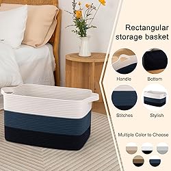 OIAHOMY Blanket Basket, Rectangle Woven