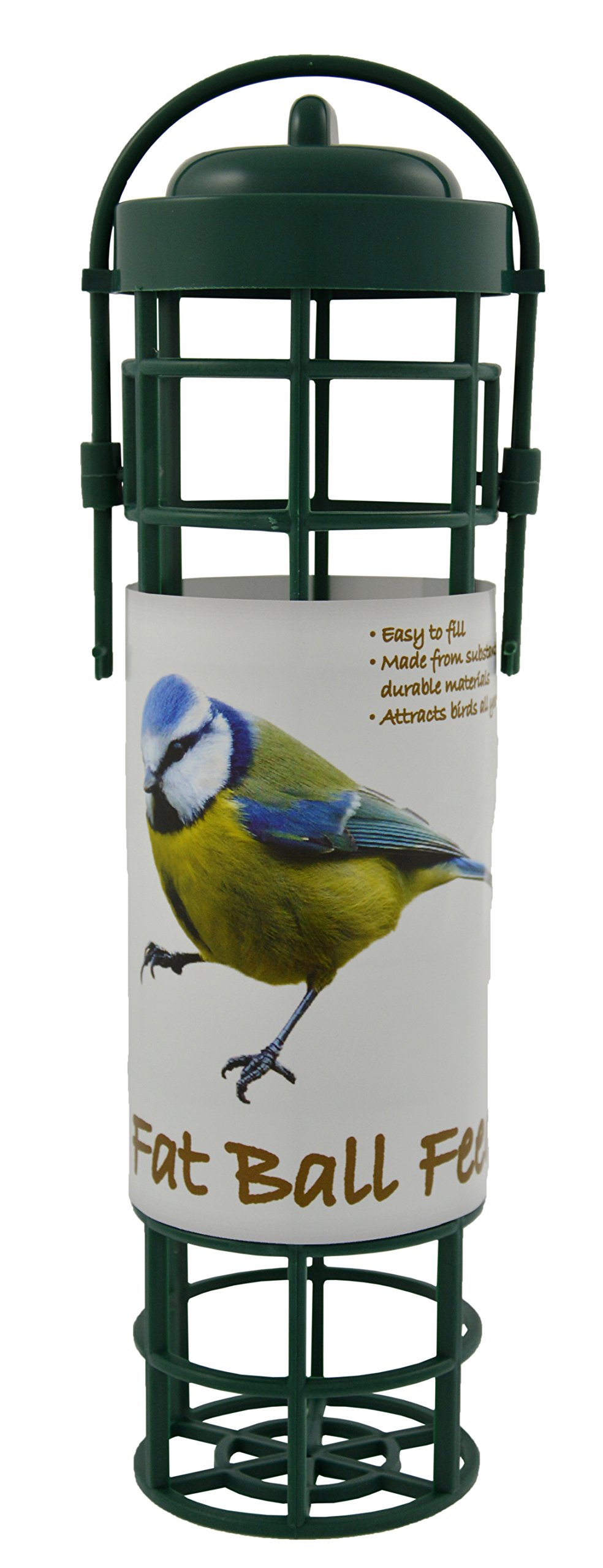 Green Jem Plastic Fat Ball Wild Bird Feeder, Easy to Fill and Clean, Attracts Many Species of Garden Birds.