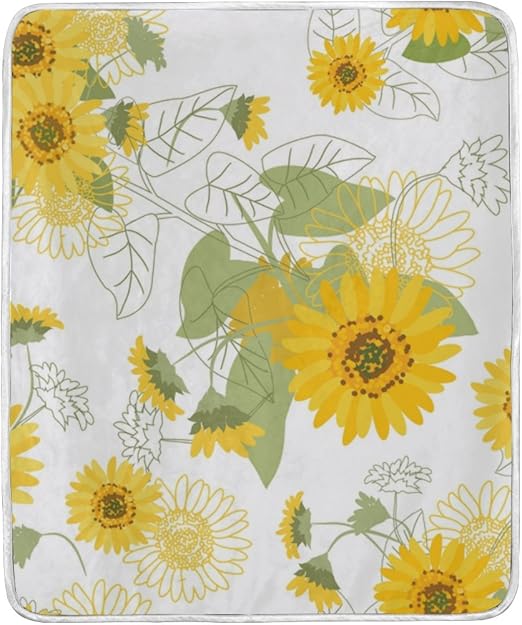 Amazon Com U Life Small Yellow Sunflowers Floral Soft Fleece