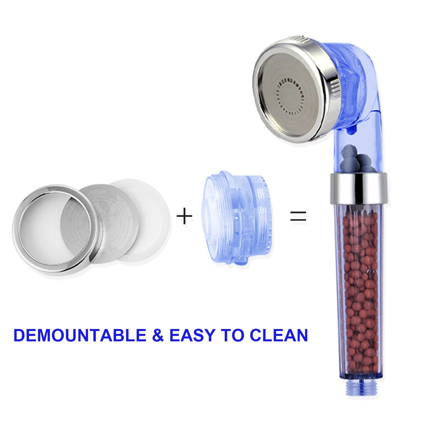 VEHHE 3 Jet Round Rainfall Hand Held Fixed Shower Head High Pressure & Saving Water Negative Lons Shower Sprinkler Head for Relation,Spa,Dry Hair and Skin