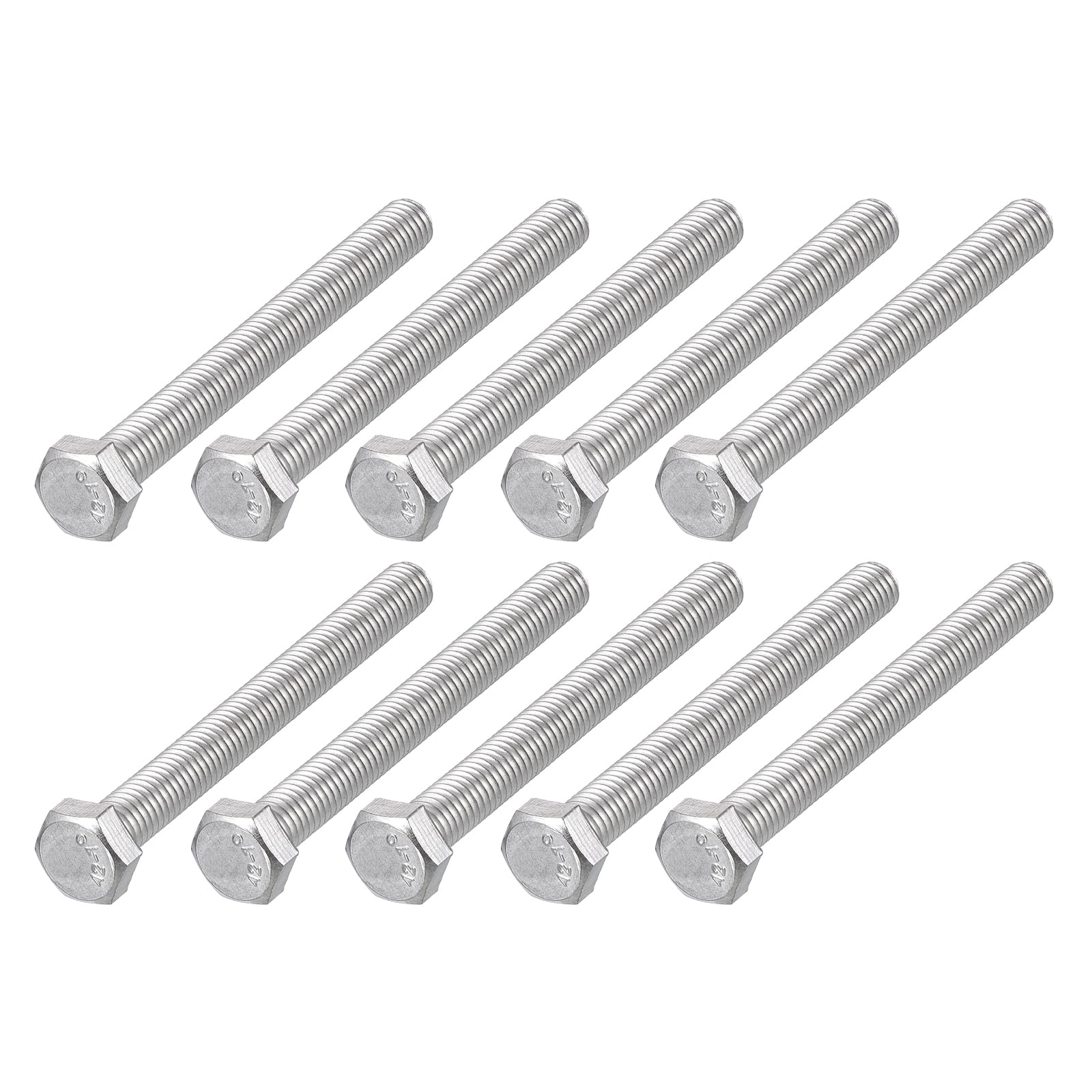 METALLIXITY Hex Bolts (M5-0.8x50mm) 10Pcs, 304 Stainless Steel Coarse Fully Threaded Hex Head Screw Bolt Machine Screws - for Furniture Repair, Silver — image 1